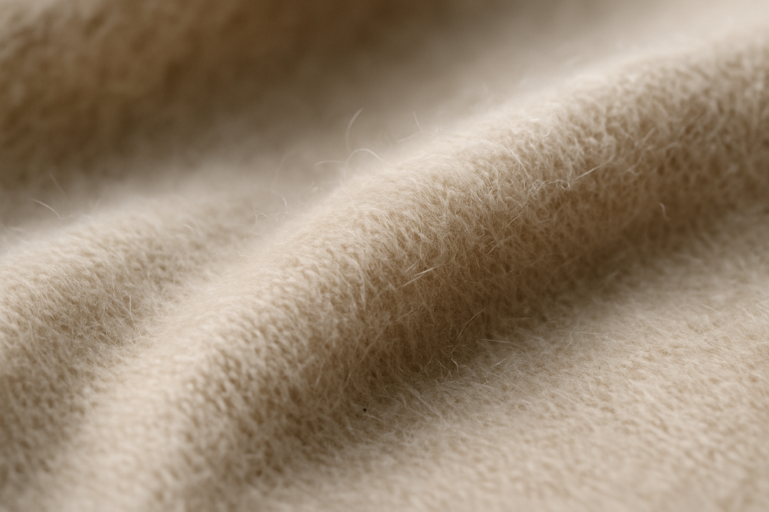 Beige cashmere fabric texture close-up