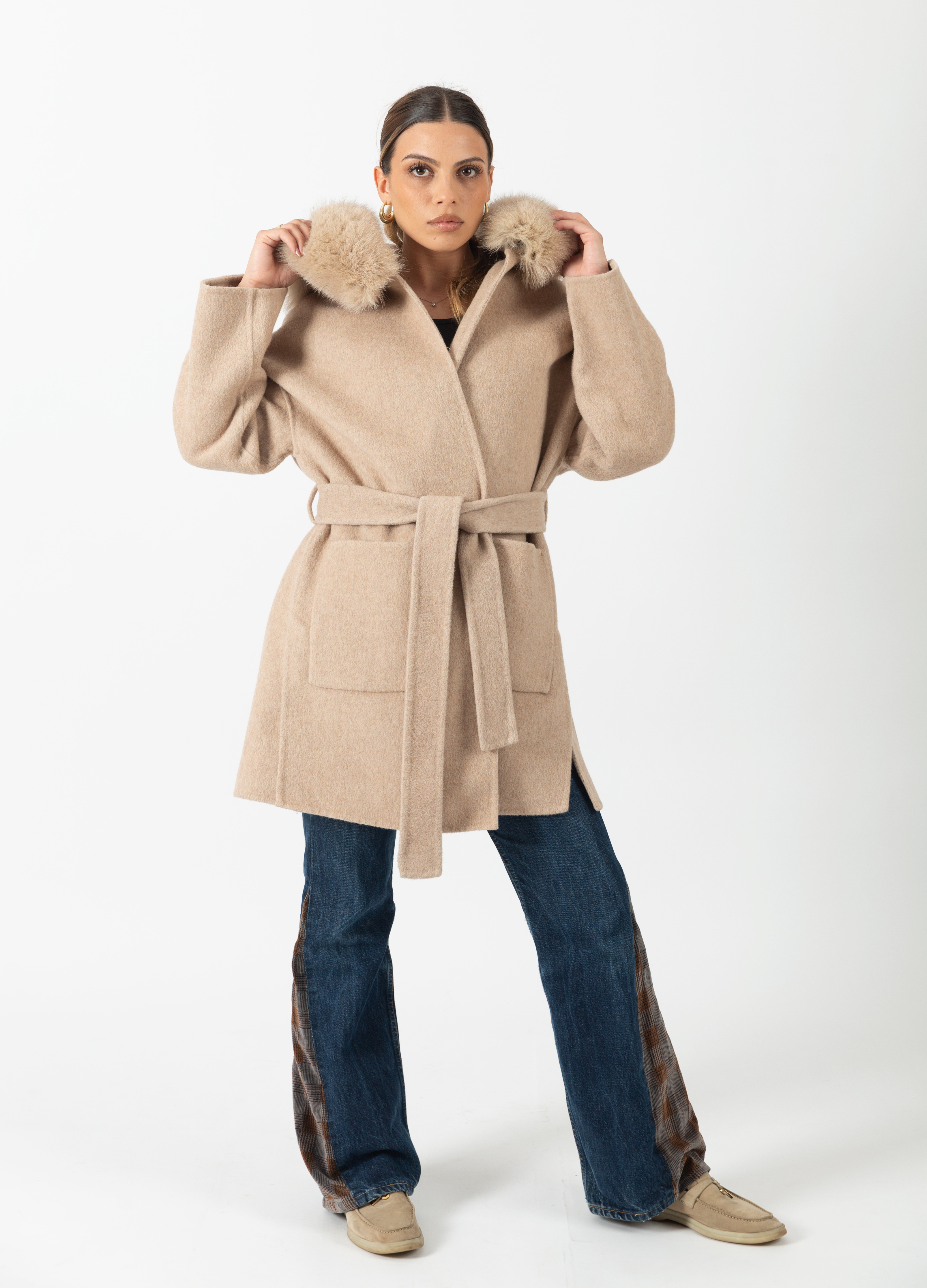 Beige Trocadéro Cashmere Coat