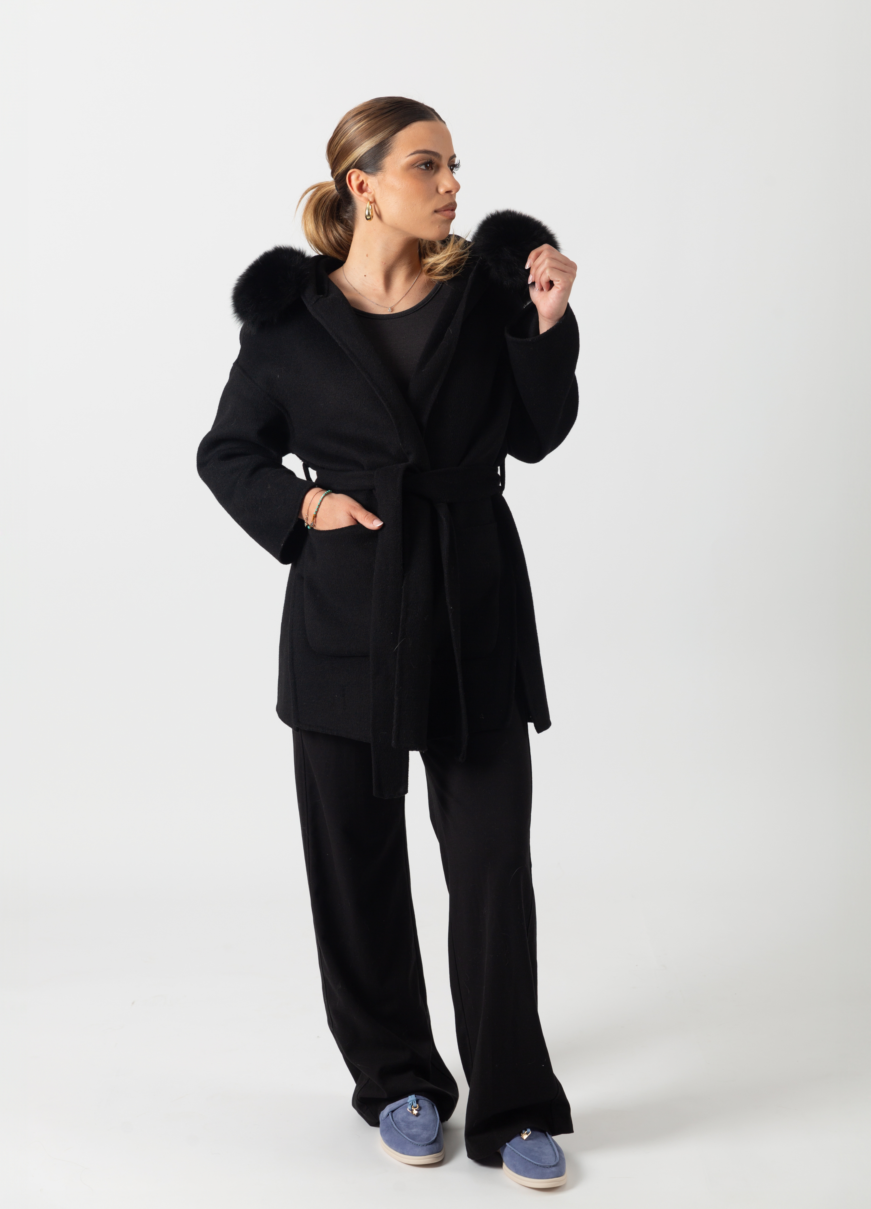 Black Trocadéro Cashmere Coat