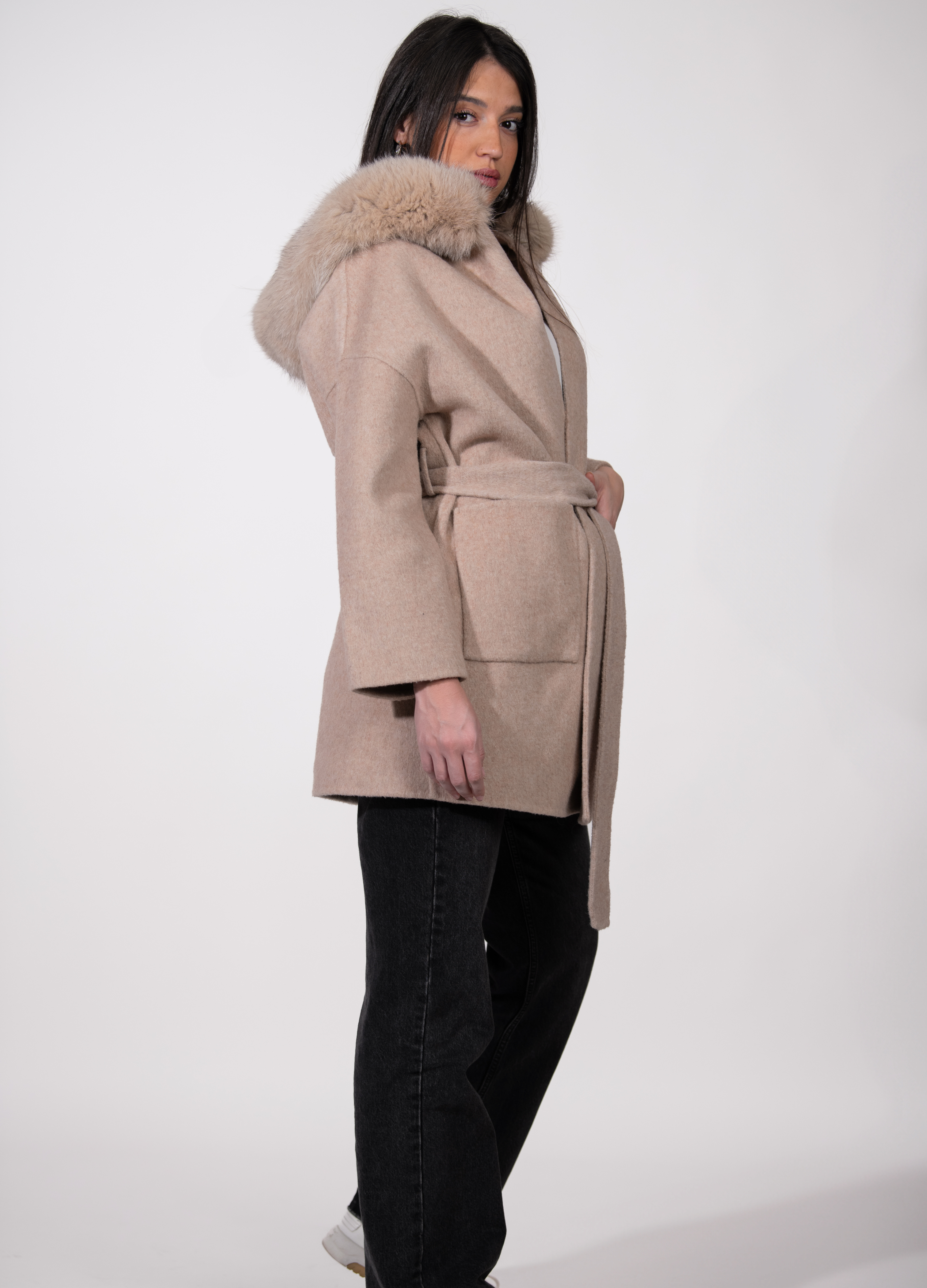 Beige Trocadéro Cashmere Coat